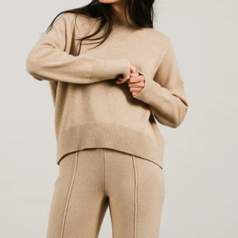 Lèmme Cashmere Mix Crewneck Sweater in Beige Women's‎ Size Medium